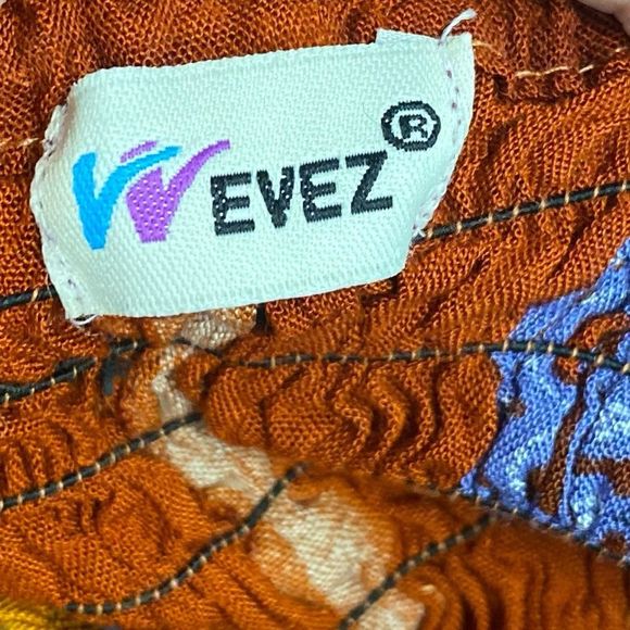 EVEZ boho hippie smocked flowy strapless ethnic dress Fairy Fairycore Beachy - Picture 2 of 6